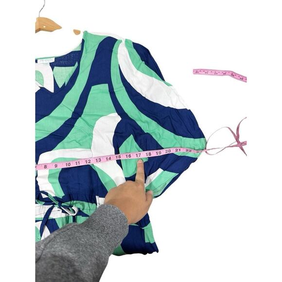 Escapada Beach Blue Green Abstract Pattern Swim Coverup Coastal Vacation M - Picture 6 of 7